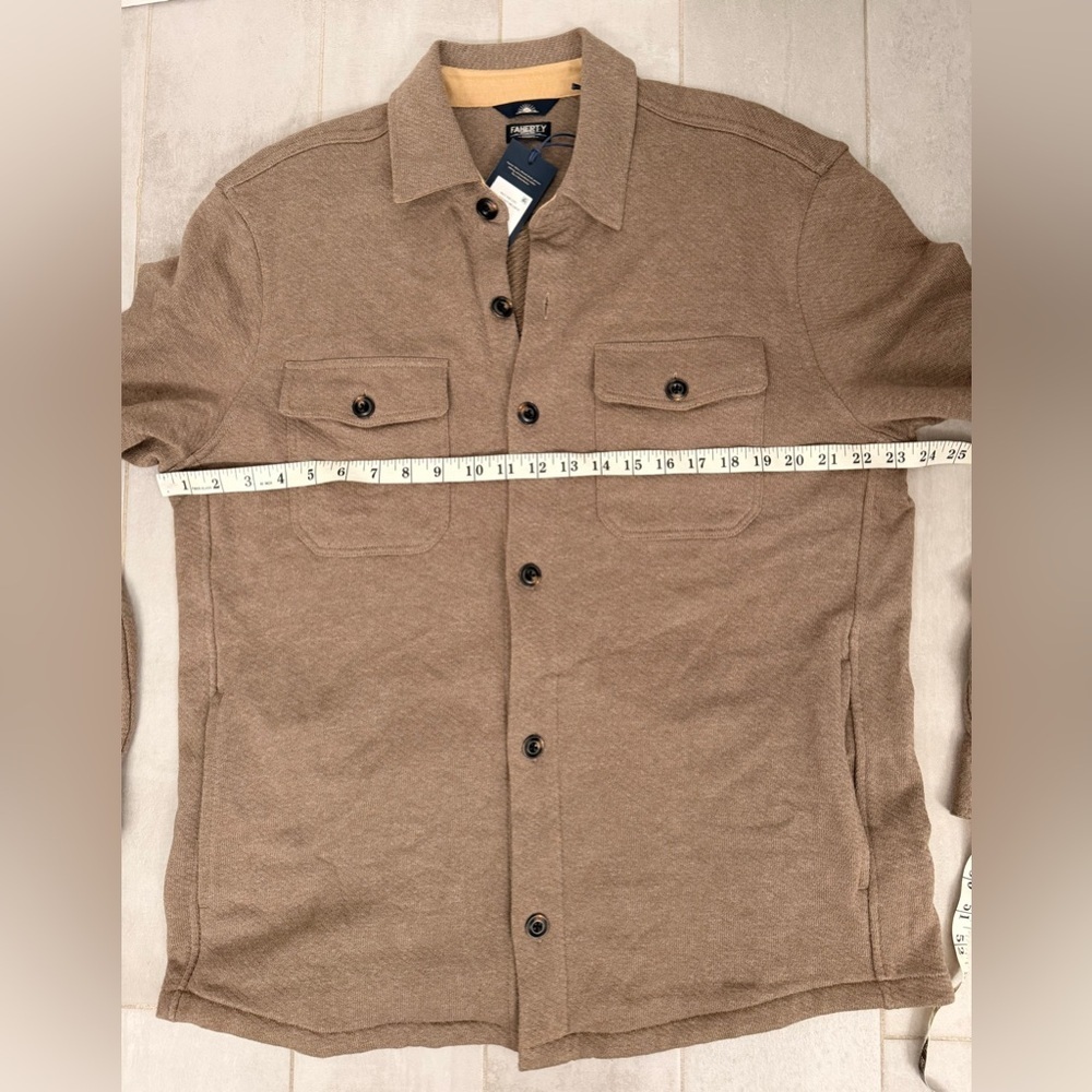 NWT Faherty Inlet Shirt Jacket Walnut Melange Tan Size Large - Picture 12 of 12